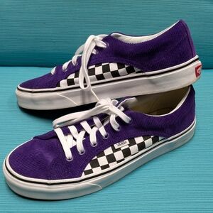 SUPER RARE Vans Purple Corduroy Checkerboard Lampin Low-Top Sneakers Men's 10.5